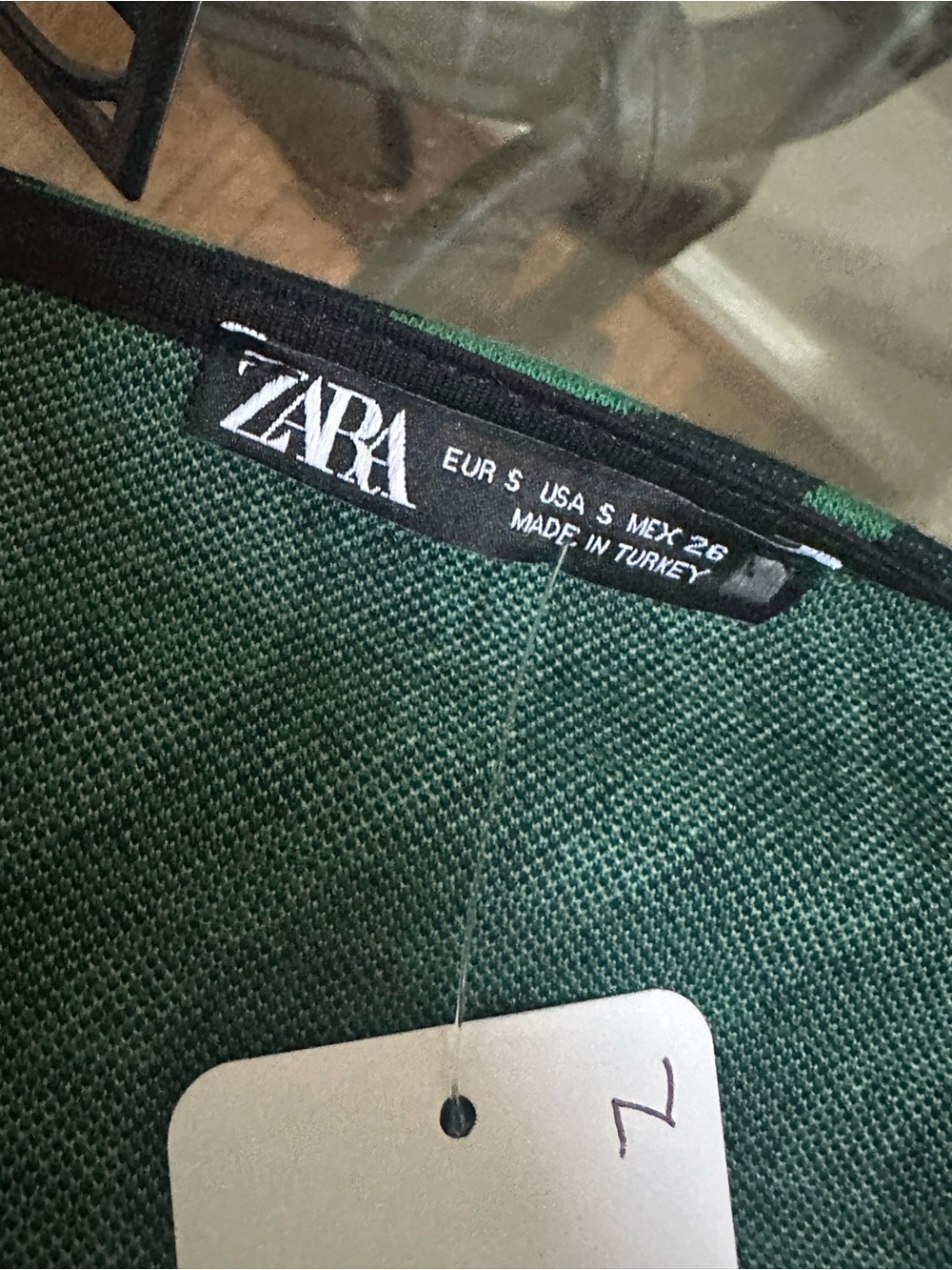 Zara Green and Black Wave-Print Puff-Sleeve Top size S - Picture 2 of 11
